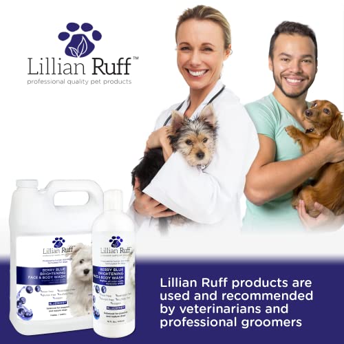 Lillian Ruff Berry Blue Brightening Face and Body Wash for Dogs and Cats - Tear Free Blueberry Shampoo - Remove Tear Stains, Hydrate Dry Itchy Skin, Add Shine & Luster to Coats - Made in USA