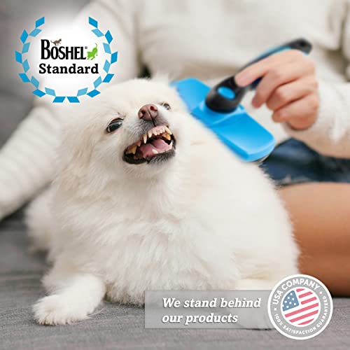 BOSHEL Dog Slicker Brush - Self Cleaning Brush - Cat & Dog Grooming Brush for Small, Medium & Large Pets - Pet Slicker Brush for Detangling Hair, Removing Matted Fur, Combing Undercoats & Dog Massage