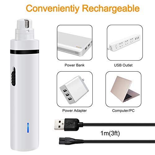 One To One Dog Nail Grinder Quiet Electric Dog Nail Trimmer Kit for Dogs & Cats, 3 in 1 Multi-Function, Portable & Rechargable, Painless Paws Grooming & Smoothing for Small Medium Large Dogs & Cats