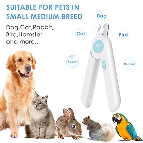 JANEHOME Dog Nail Clippers and Trimmers with LED Light Avoid Over-Cutting,Toenail Clippers for Dogs & Cats Nail Clippers,Free Nail File & Razor Sharp Blade,Professional Pet Nail Clippers for Claw Care