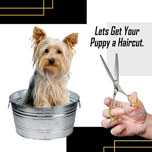 Sharf Pet Thinning Shears Gold Touch 7" 46-Tooth Professional Dog Grooming Scissors, Slim Pointed Tip Shear, Sharp 440c Japanese Stainless Steel Dog Thinning Scissors.