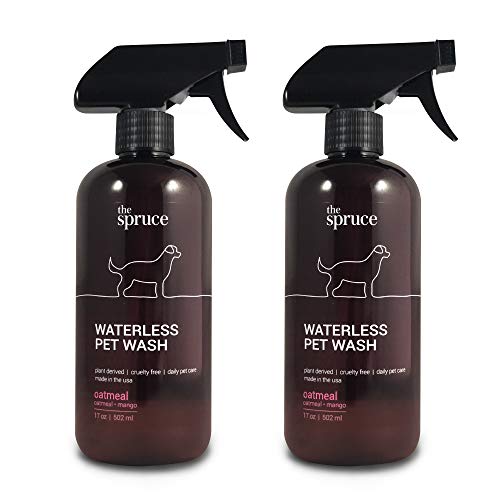 The Spruce Waterless Pet Wash, No Rinse Moisturizing Shampoo forÂ PetsÂ - Daily Pet Care - Cleaning, Cleansing, and Conditioning for Dogs, Puppies, and Cats - Oatmeal, 17oz, 2 Pack