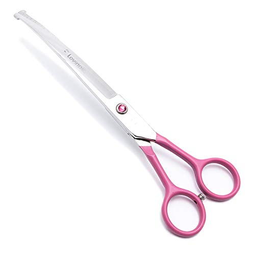 LovinPet Pet 7" Curved Scissor Right/Left-Handed Pet Round-Tip Grooming Stainless Steel Safety Trimming Shears for Dogs and Cats (Easy use Curved Scissor)