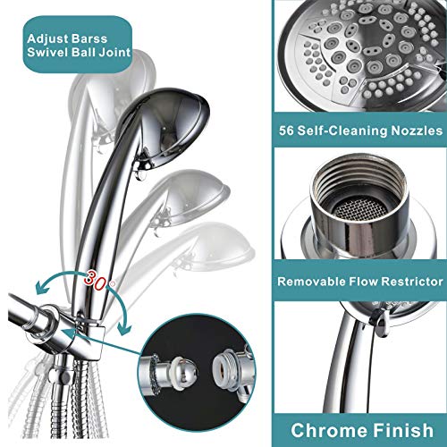 Srmsvyd Hand Held Shower Head High Pressure 5 Spray Setting Multi-functions Massage with 78 Inches Long Shower Hose