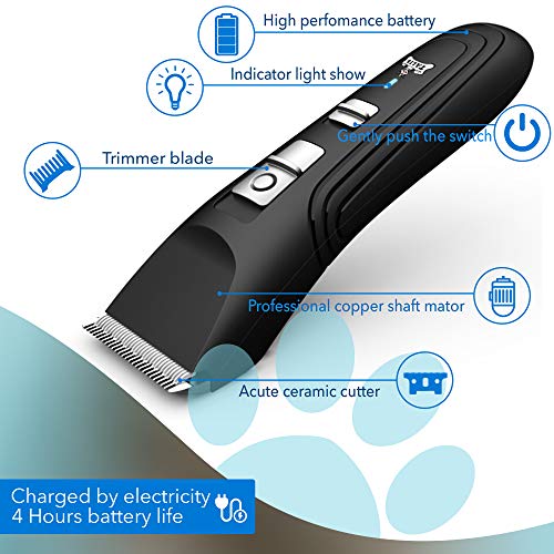 Talis Pet Fur Trimmer Battery Trimming Device Shaver Clippers Low Noise Professional Dog Cat Hair Trimmer Quiet Pet Clippers Dog Grooming Kit Electric Cordless Groomer Dogs Hair Trimmers Shears