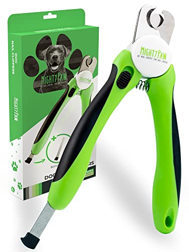 Mighty Paw Dog Nail Clippers | Pet Nail Trimmers & Nail File Set Includes a Built-in Safety Guard to Avoid Cutting Too Short. Stainless Steel Blade & Ergonomic Handle. Vet Recommended. (Green)