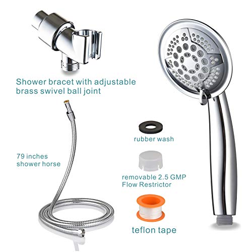 Srmsvyd Hand Held Shower Head High Pressure 5 Spray Setting Multi-functions Massage with 78 Inches Long Shower Hose