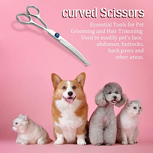LILYS PET 7" Right-Handed Pet Round-Tip Grooming Stainless Steel Safety Grooming for Dogs and Cats (Curved Scissor)