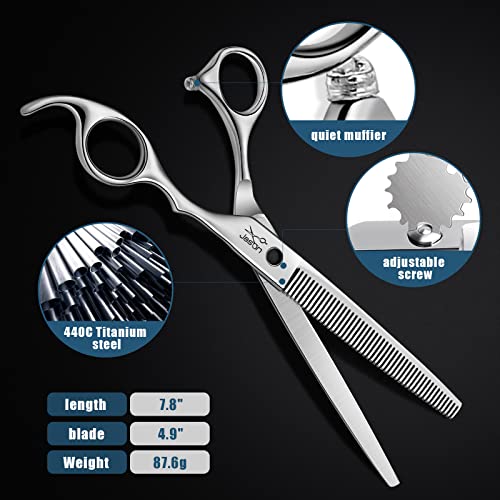 JASON 7" Multipurpose Dog Grooming Scissors, Combines Cutting, Thinning, Blending and Texturizing Features, Reversible Pet Trimming Shears for Right Handed Groomers, JP 440C