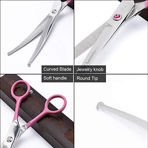 LovinPet Pet 7" Curved Scissor Right/Left-Handed Pet Round-Tip Grooming Stainless Steel Safety Trimming Shears for Dogs and Cats (Easy use Curved Scissor)