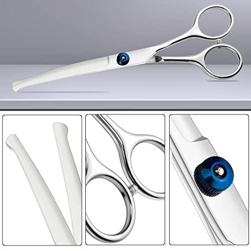LILYS PET 7" Right-Handed Pet Round-Tip Grooming Stainless Steel Safety Grooming for Dogs and Cats (Curved Scissor)