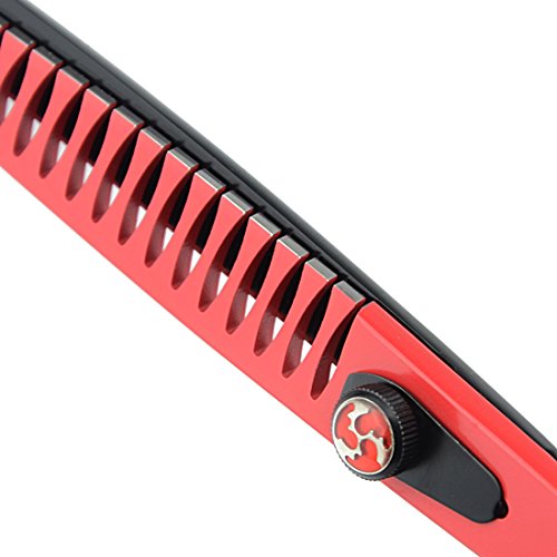 LILYS PET HIGH-END SERIES 8-Inch Japanese 440C Pet Dog Chunker Shears,Fishbone-shaped Big Tooth Professional Pet Grooming Chunker Scissors With Beautiful Red Screw (Black-Red)