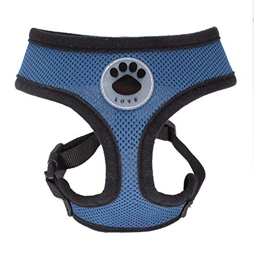 WONDERPUP Soft Mesh Dog Harness No Pull Walking Comfort Padded Vest Harnesses Adjustable (M, Dark Blue)