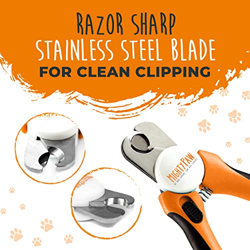 Mighty Paw Dog Nail Clippers | Pet Nail Trimmers & Nail File Set Includes a Built-in Safety Guard to Avoid Cutting Too Short. Stainless Steel Blade & Ergonomic Handle. Vet Recommended. (Orange)