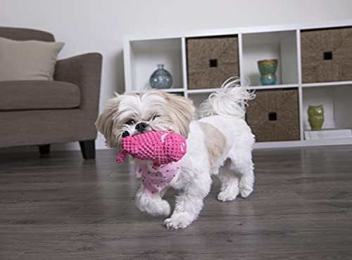 goDog Checkers Just for Me Flying Pig Squeaker Plush Pet Toy for Small Dogs & Puppies, Soft & Durable, Tough & Chew Resistant, Reinforced Seams - Pink, Mini