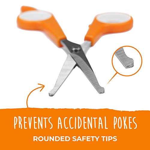 Mighty Paw Dog Grooming Scissors (2 Pack) | Professional Ergonomic Pet Grooming Scissors with Rounded Safety Tips & 2mm Sharp Stainless Steel Blades. for Body, Paw and Face Hair Trimming (Orange)