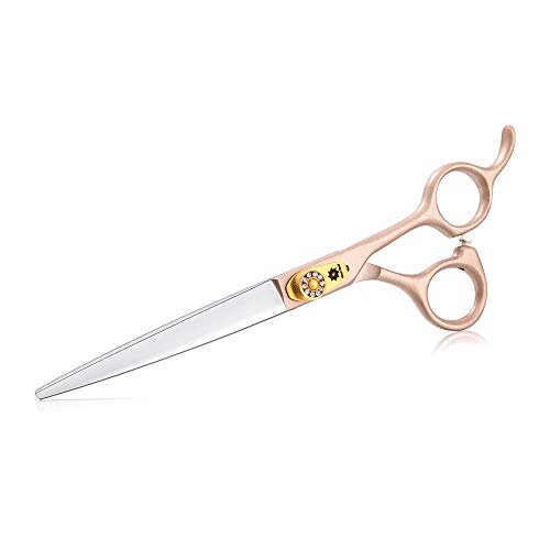 7 Inch Professional Pet Grooming Scissor, 440C Japanese Steel Straight & Curved & Thinning & Chunker Shears/Scissors for Dog Cat and More Pets (7-inch-Grooming Scissors Set 02)