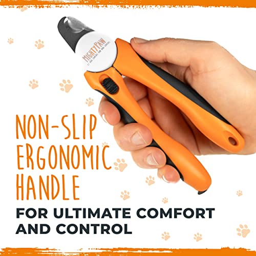 Mighty Paw Dog Nail Clippers | Pet Nail Trimmers & Nail File Set Includes a Built-in Safety Guard to Avoid Cutting Too Short. Stainless Steel Blade & Ergonomic Handle. Vet Recommended. (Orange)