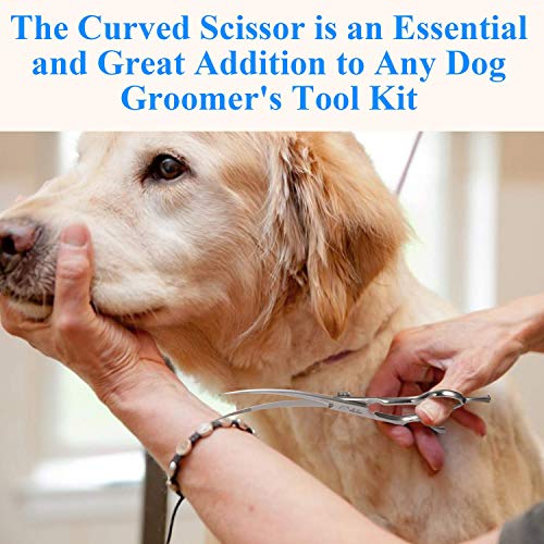 JASON Left Handed 7" Dog Grooming Scissors, Ergonomic Blending, Chunkers, Curved, Straight Cat Pet Hair Trimming Thinning Shears with Offset Handle and a Jewelled Screw, Professional