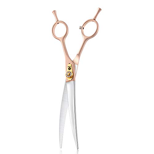 7 Inches Professional Pet Grooming Scissors, 440C Japanese Steel Straight & Curved & Thinning & Chunker Shears/Scissors for Dog Cat and More Pets (7 inch-Grooming Scissors Set)