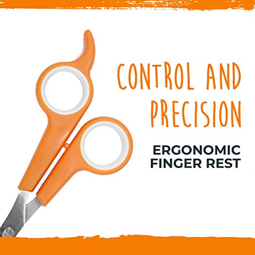 Mighty Paw Dog Grooming Scissors (2 Pack) | Professional Ergonomic Pet Grooming Scissors with Rounded Safety Tips & 2mm Sharp Stainless Steel Blades. for Body, Paw and Face Hair Trimming (Orange)