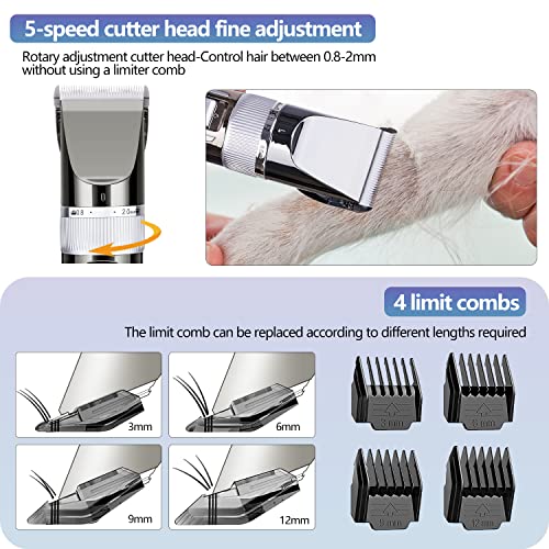 12V Professional Dog Clippers for Grooming, Electric Sheep Shears Pet Grooming Clippers for Thick Coat Heavy Duty Animal Hair Fur Trimmers Shaver
