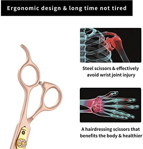 7 Inch Professional Pet Grooming Scissor, 440C Japanese Steel Straight & Curved & Thinning & Chunker Shears/Scissors for Dog Cat and More Pets (7-inch-Grooming Scissors Set 02)