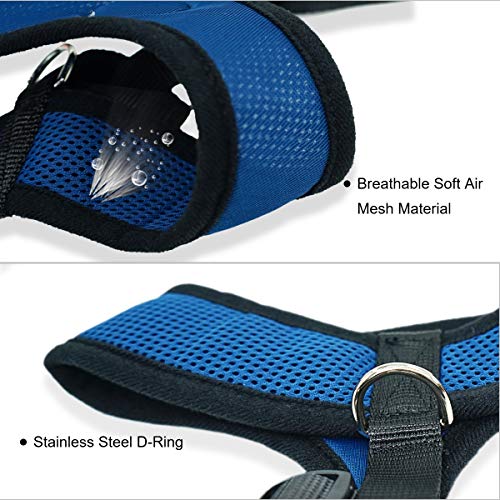 WONDERPUP Soft Mesh Dog Harness No Pull Walking Comfort Padded Vest Harnesses Adjustable (M, Dark Blue)