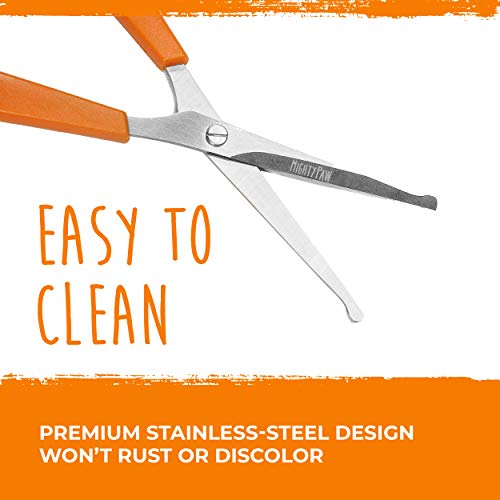 Mighty Paw Dog Grooming Scissors (2 Pack) | Professional Ergonomic Pet Grooming Scissors with Rounded Safety Tips & 2mm Sharp Stainless Steel Blades. for Body, Paw and Face Hair Trimming (Orange)