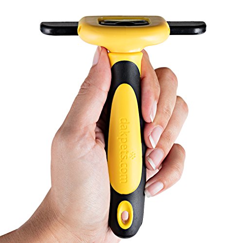 DakPets Pet Grooming Brush Effectively Reduces Shedding by up to 95% Professional Deshedding Tool for Dogs and Cats, Yellow