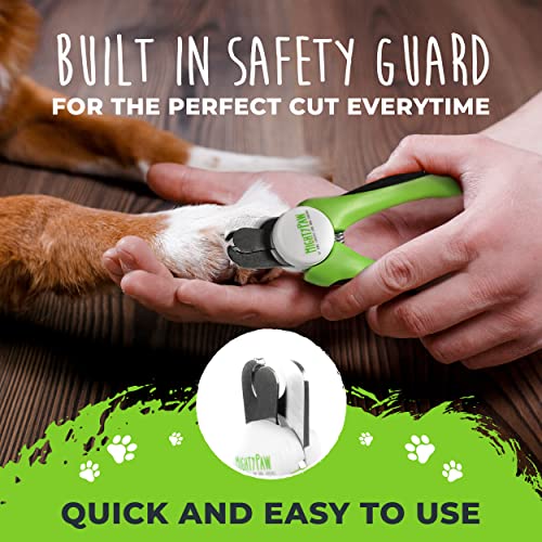 Mighty Paw Dog Nail Clippers | Pet Nail Trimmers & Nail File Set Includes a Built-in Safety Guard to Avoid Cutting Too Short. Stainless Steel Blade & Ergonomic Handle. Vet Recommended. (Green)
