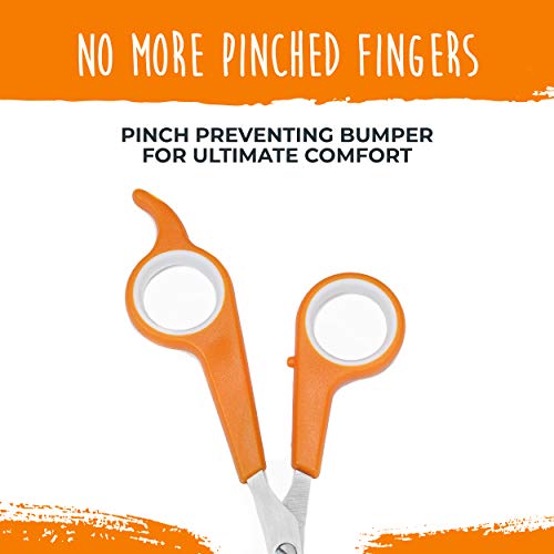 Mighty Paw Dog Grooming Scissors (2 Pack) | Professional Ergonomic Pet Grooming Scissors with Rounded Safety Tips & 2mm Sharp Stainless Steel Blades. for Body, Paw and Face Hair Trimming (Orange)