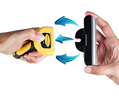 DakPets Pet Grooming Brush Effectively Reduces Shedding by up to 95% Professional Deshedding Tool for Dogs and Cats, Yellow