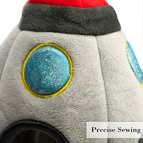 Hollypet Designed Interactive Squeaky Puzzle Plush Hide and Seek Dog Puppy Toy, Rocket (appx.9.5" H Rocket + 3 Astronauts)