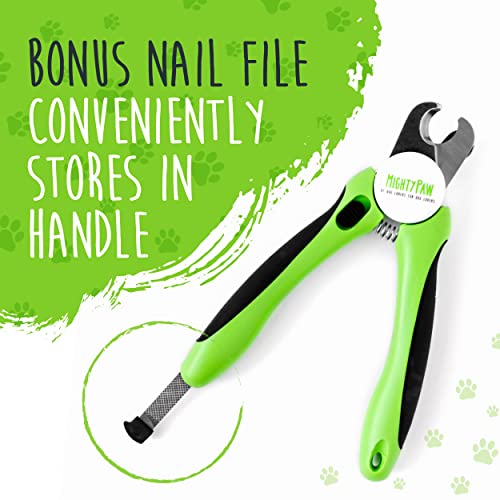 Mighty Paw Dog Nail Clippers | Pet Nail Trimmers & Nail File Set Includes a Built-in Safety Guard to Avoid Cutting Too Short. Stainless Steel Blade & Ergonomic Handle. Vet Recommended. (Green)