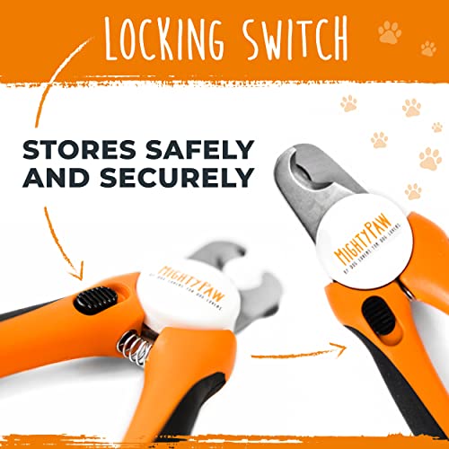 Mighty Paw Dog Nail Clippers | Pet Nail Trimmers & Nail File Set Includes a Built-in Safety Guard to Avoid Cutting Too Short. Stainless Steel Blade & Ergonomic Handle. Vet Recommended. (Orange)