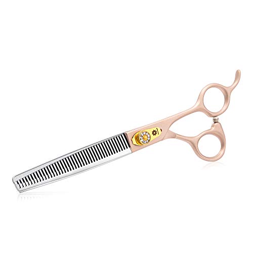 7 Inches Professional Pet Grooming Scissors, 440C Japanese Steel Straight & Curved & Thinning & Chunker Shears/Scissors for Dog Cat and More Pets (7 inch-Grooming Scissors Set)