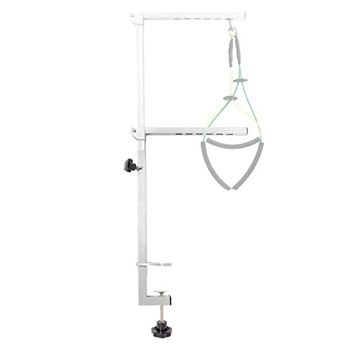 Foldable Pet Grooming Arm with Clamp, Dog Grooming Loop and No Sit Haunch Holder - Innovative Portable Grooming Arms (Silver, 1 Haunch)