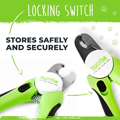 Mighty Paw Dog Nail Clippers | Pet Nail Trimmers & Nail File Set Includes a Built-in Safety Guard to Avoid Cutting Too Short. Stainless Steel Blade & Ergonomic Handle. Vet Recommended. (Green)