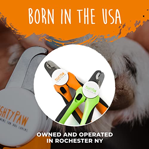 Mighty Paw Dog Nail Clippers | Pet Nail Trimmers & Nail File Set Includes a Built-in Safety Guard to Avoid Cutting Too Short. Stainless Steel Blade & Ergonomic Handle. Vet Recommended. (Orange)