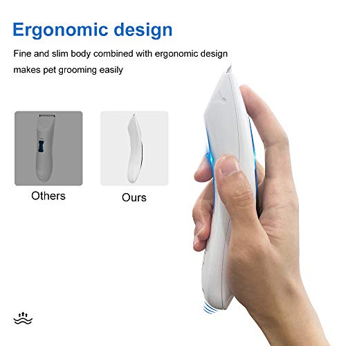 MoYouno Dog Clippers for Grooming Pet Hair Trimmer for Cats Rabbits, 2 in 1 Rechargeable Grooming Shaver for Thick Coats Small Areas, Low Noise Cordless Dog Home Grooming Kit with Guide Combs Scissors