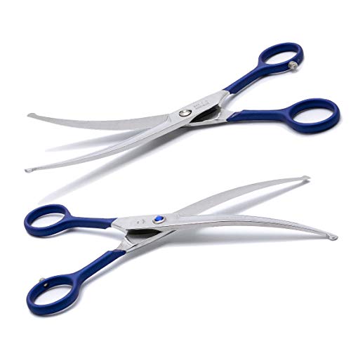 LovinPet Pet 7" Curved Scissor Right/Left-Handed Pet Round-Tip Grooming Stainless Steel Safety Trimming Shears for Dogs and Cats (Easy use Curved Scissor)