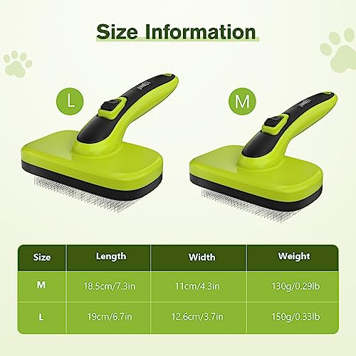 Pecute Dog Brushes Cat Brush, Self Cleaning Slicker Brush with 135Â° Angled Bristles, Removes 95% of Loose Hairs, Pet Grooming Brush Shedding Tools for Medium Large Dogs Cats (Large, Upgraded Button)