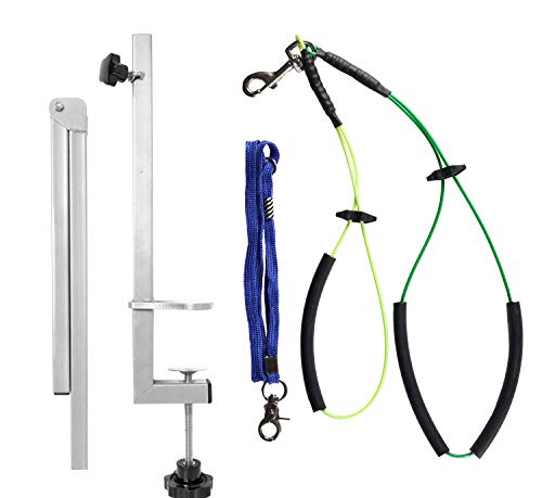 Foldable Pet Grooming Arm with Clamp, Dog Grooming Loop and No Sit Haunch Holder - Innovative Portable Grooming Arms (Silver, 1 Haunch)