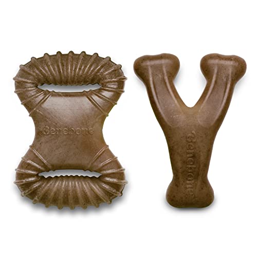 Benebone Tiny 2-Pack Dog Chew Toys, Made in USA, Real Bacon Flavor