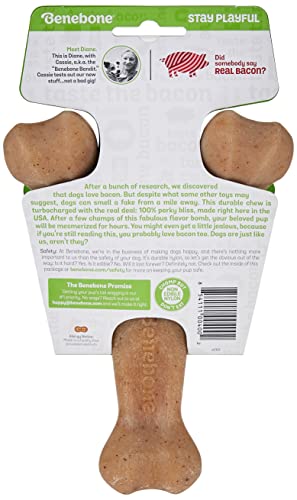 Benebone Real Bacon Durable Wishbone Dog Chew Toy for Aggressive Chewers, Made in USA