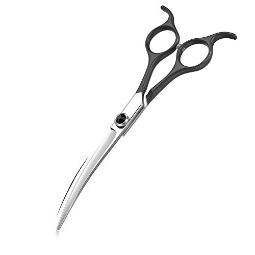 Moontay 6.5inch Curved Dogs Grooming Scissors Professional Dog Grooming Scissor for Dogs, Cats and Pets Scissors Curved Shears 440C Japanese Stainless Steel Blade (Black)