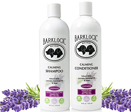 BarkLogic Calming Lavender Dog Shampoo and Conditioner Set - 16 oz - with Natural Essential Oils, Hypoallergenic, Plant-Based Gentle Formula for Sensitive Skin