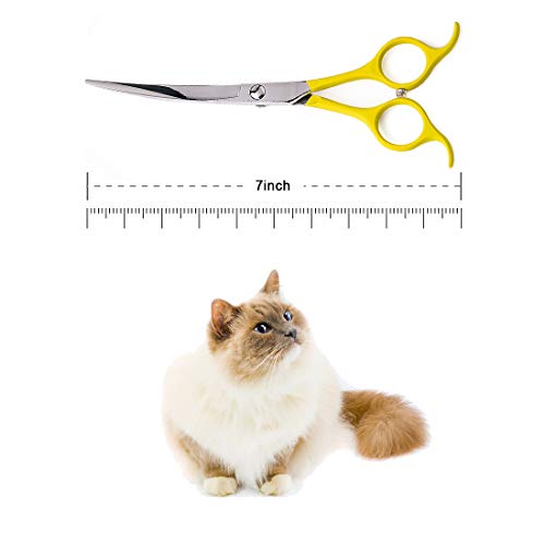 TooSharp Dog Grooming Curved Scissor - 7 Inch Professional Sharp Trimming Shears Designed for Right/Left handers for Long Short Hair of Cat Pet