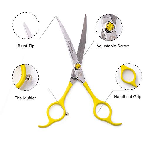 TooSharp Dog Grooming Curved Scissor - 7 Inch Professional Sharp Trimming Shears Designed for Right/Left handers for Long Short Hair of Cat Pet